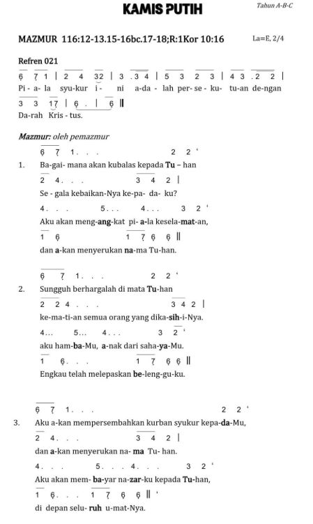 Mazmur Tanggapan Kamis Putih