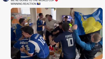Kemenangan ini menjadi kali kedua Bosnia and Herzegovina tampil di Piala Dunia, setelah sebelumnya perdana di edisi 2014. Foto: Screenshot X