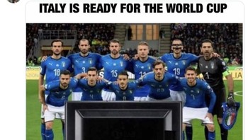 Italia sebagai negara kedua terbanyak peraih Piala Dunia sebanyak empat kali, harus cuma bisa nobar di Piala Dunia 2026. Foto: Screenshot X