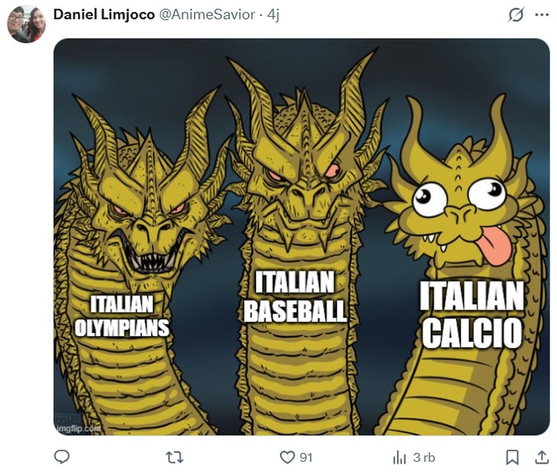 Italia gagal lolos ke Piala Dunia 2026 usai dikalahkan Bosnia and Herzegovina di Kualifikasi zona Eropa. Ini kali ketiga negeri sepakbola itu gagal ke turnamen paling tinggi hingga jadi bahan meme netizen.