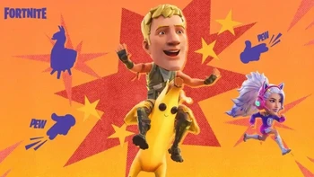 Ada lima tambahan item utama dalam Pembaruan April Mop Fortnite 2026: Kepala besar, pistol jari, kemampuan untuk memanjat bahu orang lain, kekebalan terhadap kerusakan akibat jatuh, dan menunggangi llama. Foto: X.com