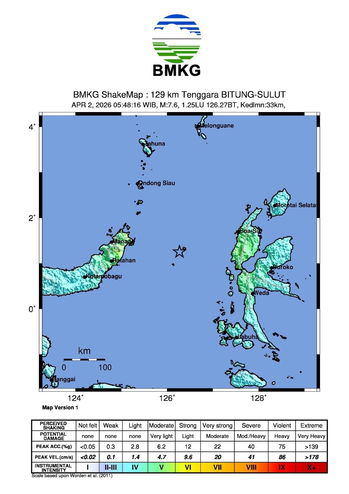 Gempa Bitung-Sulut. Gempa Bitung-Sulut. (BMKG)
