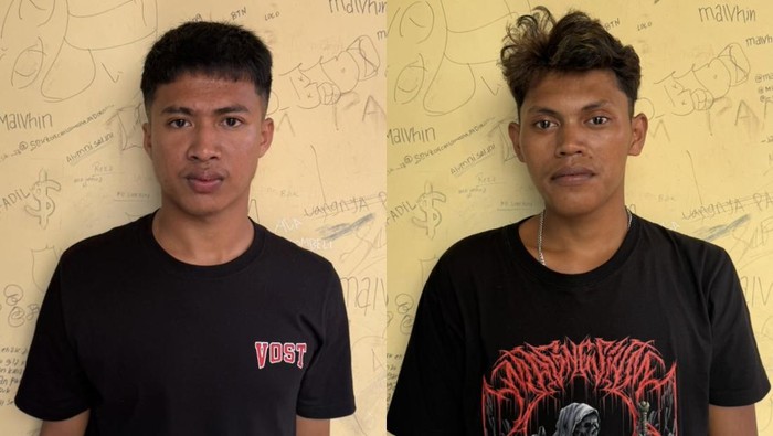 Tampang 2 pemuda pengeroyok Babinsa Koramil Kapontori berinisial A yang diamankan polisi.