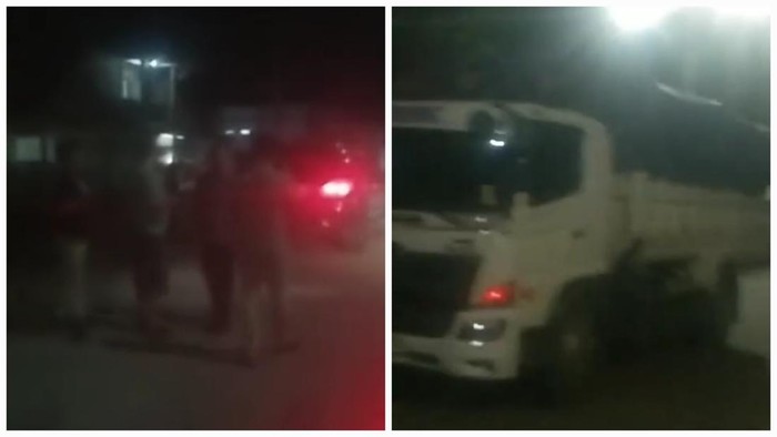 Tangkap layar video diduga truk batu bara di yang melintas di Muratara dikawal oknum polisi