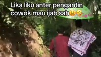 Viral! Pengantin Pria Terobos Hutan hingga Sawah Becek Demi Ijab Kabul