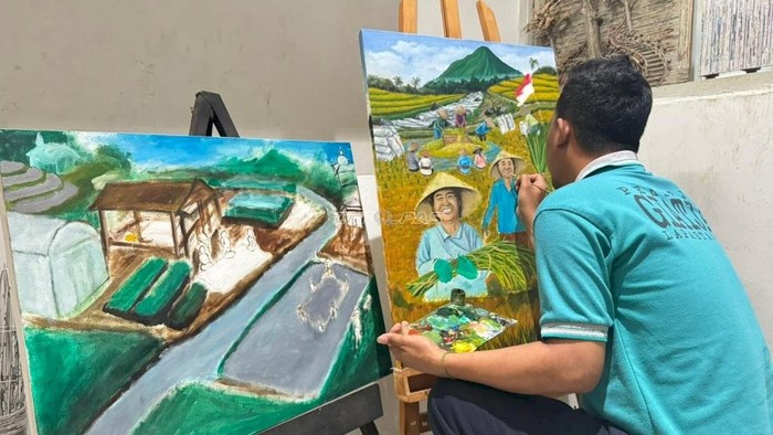 Warga Binaan Lapas Kelas I Tangerang antusias mengikuti lomba lukis tingkat nasional dalam rangka peringatan Hari Bakti Pemasyarakatan (HBP) Ke-62 Tahun 2026