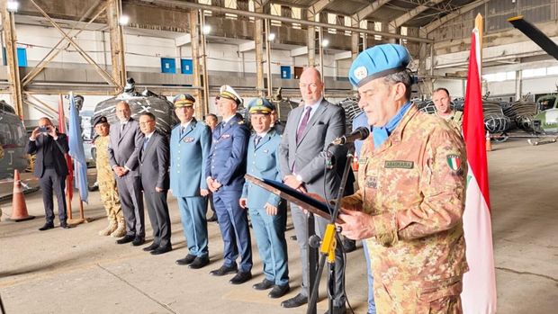 UNIFIL menggelar upacara penghormatan untuk tiga prajurit TNI yang gugur di Lebanon. (dok.Kemlu RI)