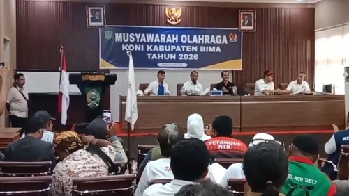 Penetapan aklamasi Irfan Zubaidy sebagai Ketua KONI Kabupaten Bima periode 2026-2030 yang digelar di Aula Utama Kantor Bupati Bima, Sabtu (4/4/2026). (Istimewa)