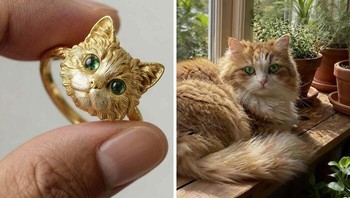 Seseorang membuat patung kucing dari lilin dan mengubahnya menjadi cincin. Foto: BoredPanda