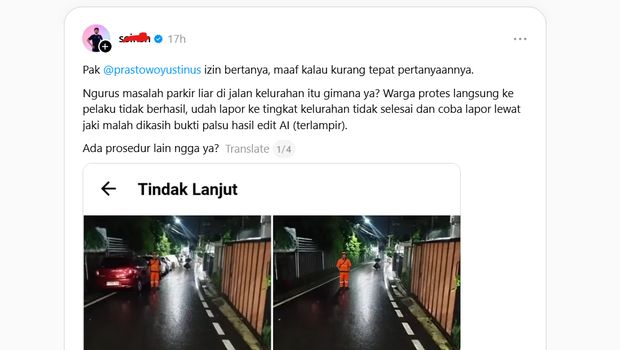 Lagi viral di Threads aduan parkir liar di Pasar Rebo, Jakarta Timur, diduga dibalas pakai foto hasil AI. Unggahan ini mendapatkan respon dari Pemprov DKI.