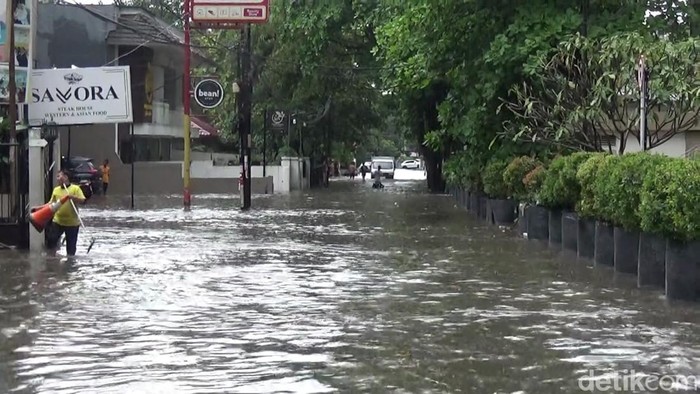 Salah satu titik lokasi banjir yang terjadi di Palembang