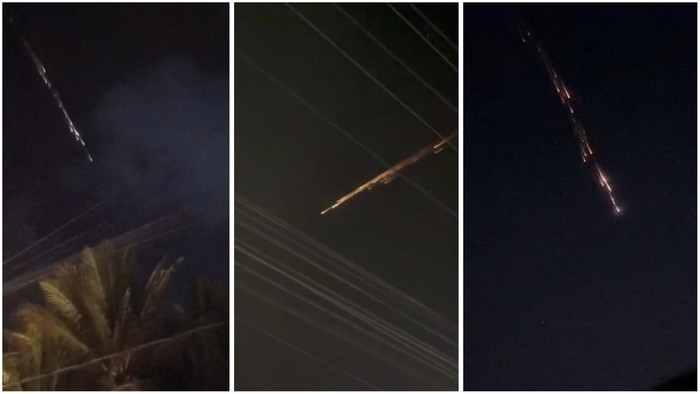 Tangkap layar video benda bercahaya di langit Lampung