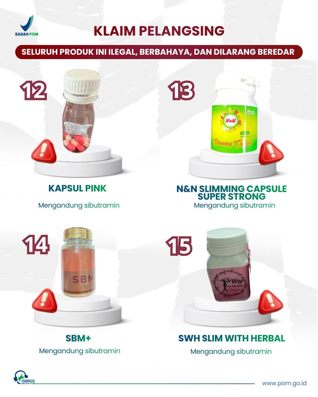 BPOM menemukan 24 obat bahan alam yang ilegal dan berbahaya karena dicampurkan bahan kimia obat, seperti sildenafil dan parasetamol. (instagram/bpom_ri)