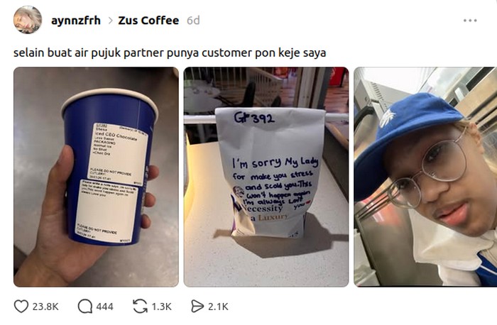 Bujuk Pacar yang Ngambek, Pria Ini Minta Maaf Lewat Gelas Minuman