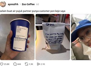 Bujuk Pacar yang Ngambek, Pria Ini Minta Maaf Lewat Gelas Minuman