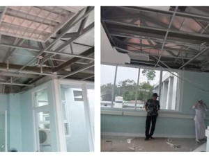Plafon RSUD Sobirin Muara Beliti Ambruk Akibat Diterjang Angin Kencang