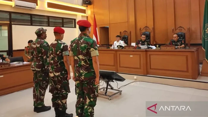 Sidang kasus pembunuhan kacab bank M Ilham dengan terdakwa 3 prajurit TNI (ANTARA/Siti Nurhaliza)