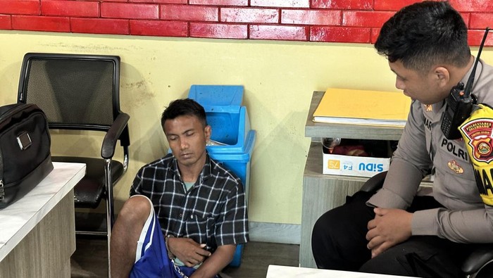 Terduga pelaku penculikan pelajar SD di Palembang saat diamankan