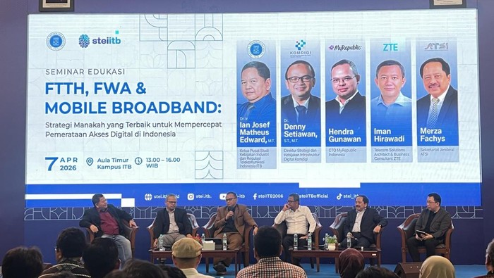 Institut Teknologi Bandung (ITB) menggelar diskusi mengenai strategi terbaik untuk mempercepat pemerataan akses internet di Indonesia melalui seminar bertajuk “FTTH, FWA & Mobile Broadband: Strategi Manakah yang Terbaik untuk Mempercepat Pemerataan dan Peningkatan Performa Akses Digital Indonesia.”