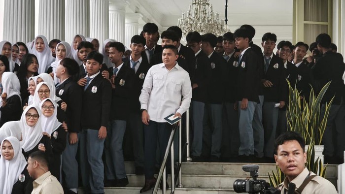 Momen pelajar kunjungi Istana Kepresidenan di Jakarta (Teddy/detikcom)