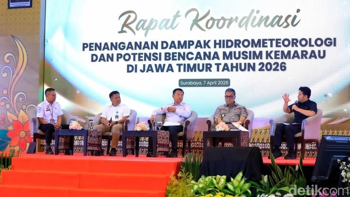 Rapat Koordinasi Penanganan Dampak Hidrometeorologi dan Potensi Bencana Musim Kemarau Jawa Timur 2026