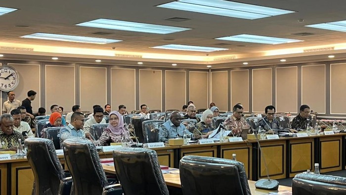 Rapat Menteri HAM Natalius Pigai di Komisi XIII DPR (Anggi/detikcom)