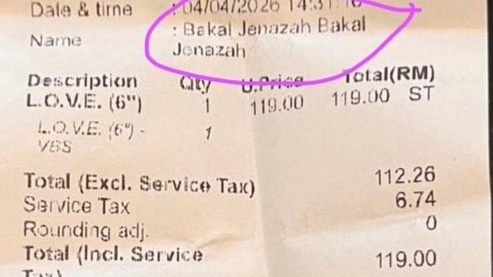 Struk Kue Tertulis Nama Calon Jenazah