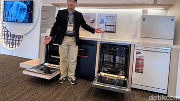 LG Dishwasher juga dibekali teknologi AI, membersihkan cucian piring dan gelas jadi efisien sesuai kebutuhan. Foto: Agus Tri Haryanto/detikINET