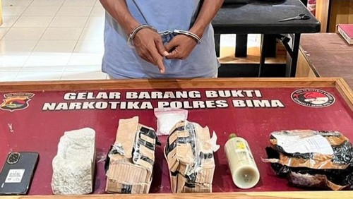Sejumlah barang bukti tindak pidana narkoba yang disita Polres Bima, Selasa (7/4/2026). (Dok. Satresnarkoba Polres Bima)