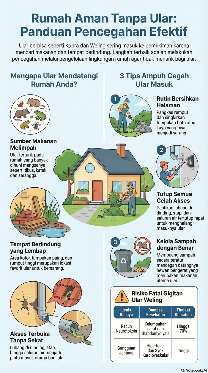 Infografis Cara Usir Ular Weling.