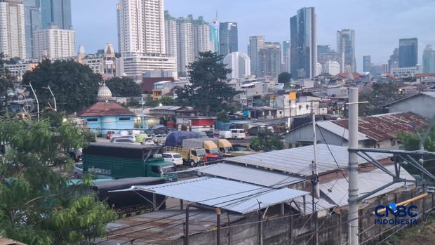 Lokasi tempat Hercules dan Menteri Maruarar Sirait adu argumen di Tanah Abang, Jakarta. (CNBC Indonesia/Chandra DwI)