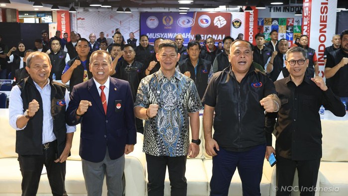 Kamis, 9 April 2026. NOC - NMA - Ketum RSO Didampingi Sekjen Wijaya Noeradi Berikan Sambutan Pada Pembukaan Musyawarah Nasional Pengurus Pusat Persatuan Sambo Indonesia (PP PERSAMBI) di lt 16 NOC Indonesia, Menara Olahraga Senayan - Jakarta