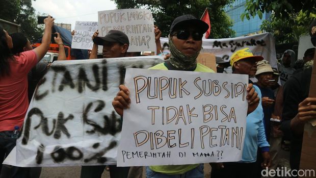 Petani hutan melakukan demonstrasi buntut tak dapat akses ke pupuk subsidi, Kamis (9/4/2026).