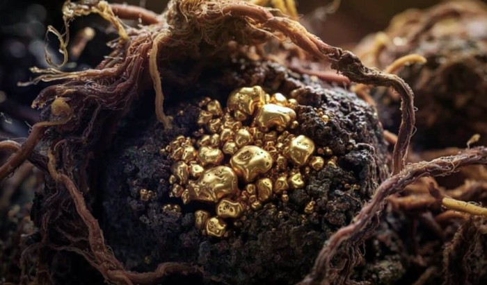 Ilustrasi jamur makan emas