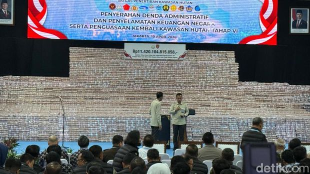 Kejagung serahkan uang Rp 11,4 triliun ke negara. (Rumondang/detikcom)