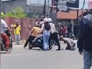 Polantas Gorontalo Tertimpa Motor gegara Pemotor Coba Kabur dari Razia
