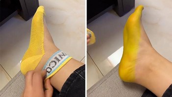Kaos kaki yang diharapkan nyaman, malah bikin kaki ‘menguning’ seperti kena pewarna. Foto: Boredpanda