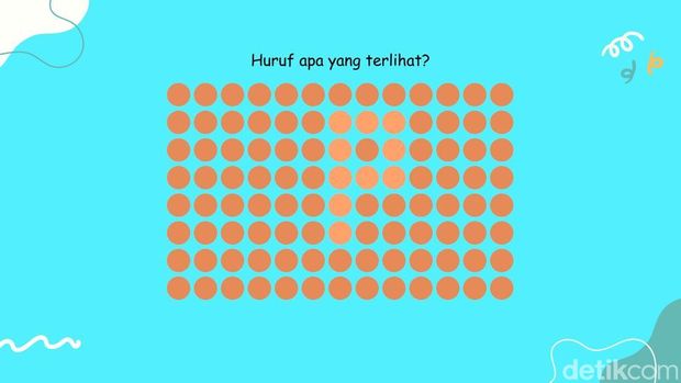 Huruf Apa yang Tersembunyi? Tak Banyak yang Bisa Lihat Tanpa Maju-Mundurkan Layar Ini bukan tebak-tebakan, tapi uji sensitivitas mata terhadap perbedaan warna. Bisakah menemukan huruf-huruf tersembunyi tanpa memaju-mundurkan layar?