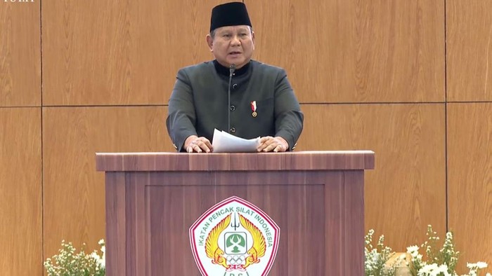 Presiden Prabowo Subianto dalam acara Musyawarah Nasional (Munas) ke-XVI Pengurus Besar Ikatan Pencak Silat Indonesia (PB IPSI) tahun 2026.