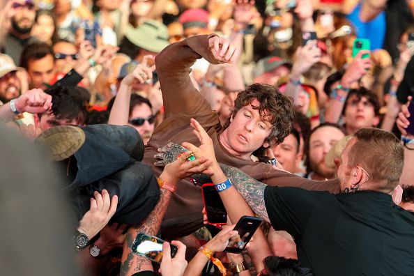 2270808658 INDIO, CALIFORNIA - APRIL 10: (FOR EDITORIAL USE ONLY) (NOT TO BE LICENSED FOR ANY STANDALONE OR SPECIAL INTEREST BOOK PUBLISHING USE CONCERNING THE COACHELLA MUSIC FESTIVAL AND/OR STAGECOACH MUSIC FESTIVAL) Brendan Yates of Turnstile performs at the Outdoor Theatre during the 2026 Coachella Valley Music and Arts Festival at Empire Polo Club on April 10, 2026 in Indio, California. (Photo by Frazer Harrison/Getty Images for Coachella)