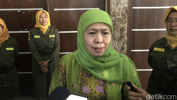 Gubernur Jawa Timur, Khofifah Indar Parawansa ditemui di UIN Sunan Kalijaga Yogyakarta, Minggu (12/4/2026).