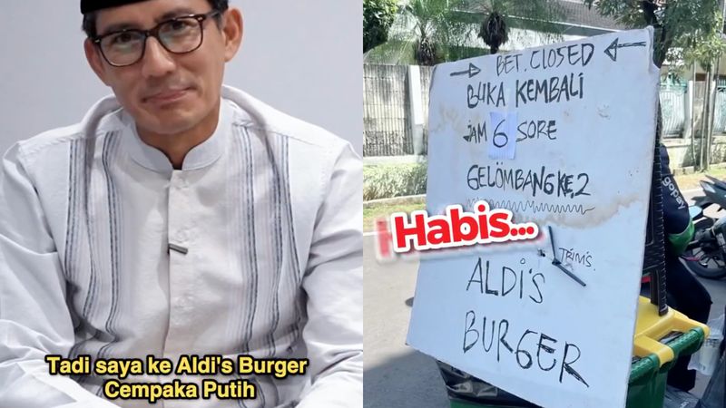 Kehabisan Aldi's Burger, Sandiaga Uno Akhirnya Cicip 2 Burger Lokal Lain!