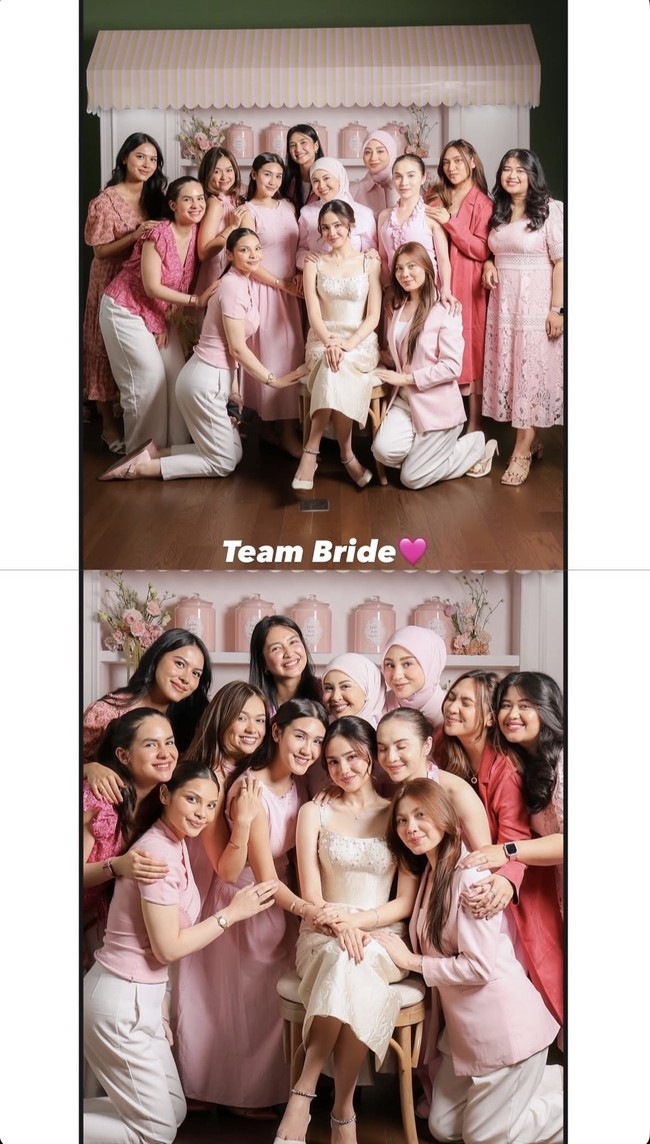 Jelang pernikahannya dengan El Rumi, Syifa Hadju menggelar acara bridal proposal bersama para sahabat. Para sahabat yang hadir terlihat kompak kenakan busana berwarna pink. Foto: Instagram/@syifahadju