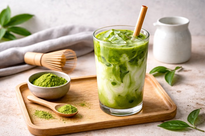 Ilustrasi minuman matcha. (Gemini AI)