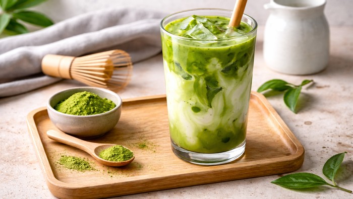 Ilustrasi minuman matcha. (Gemini AI)