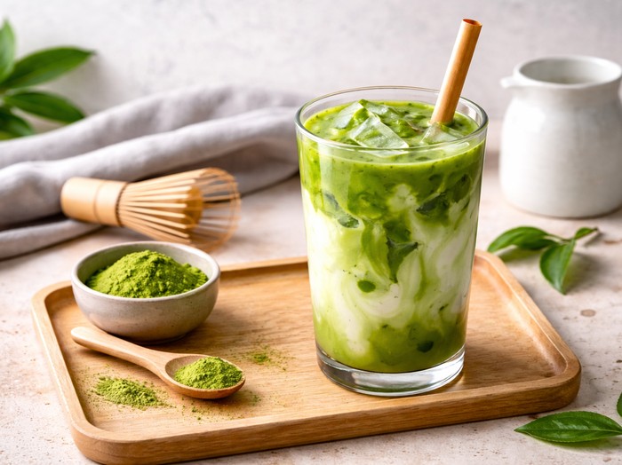 Ilustrasi minuman matcha. (Gemini AI)