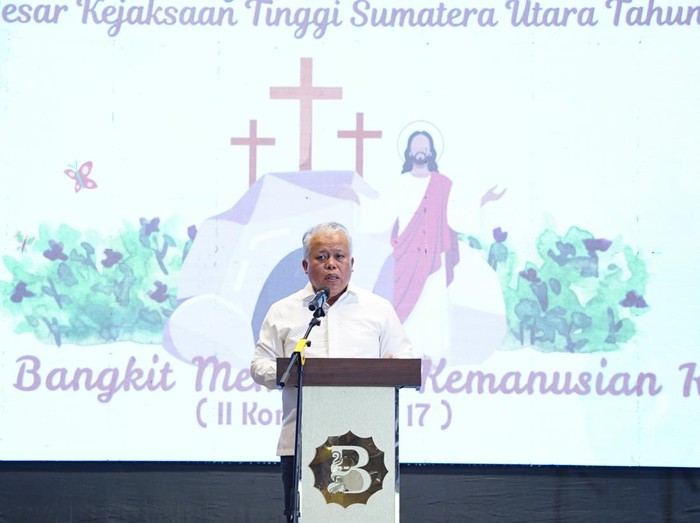 Perayaan Paskah Kejaksaan Tinggi Sumatera Utara berlangsung di gedung Bernada Hall Jalan Letjend Jamin Ginting, Kwala bekala, Kota Medan.