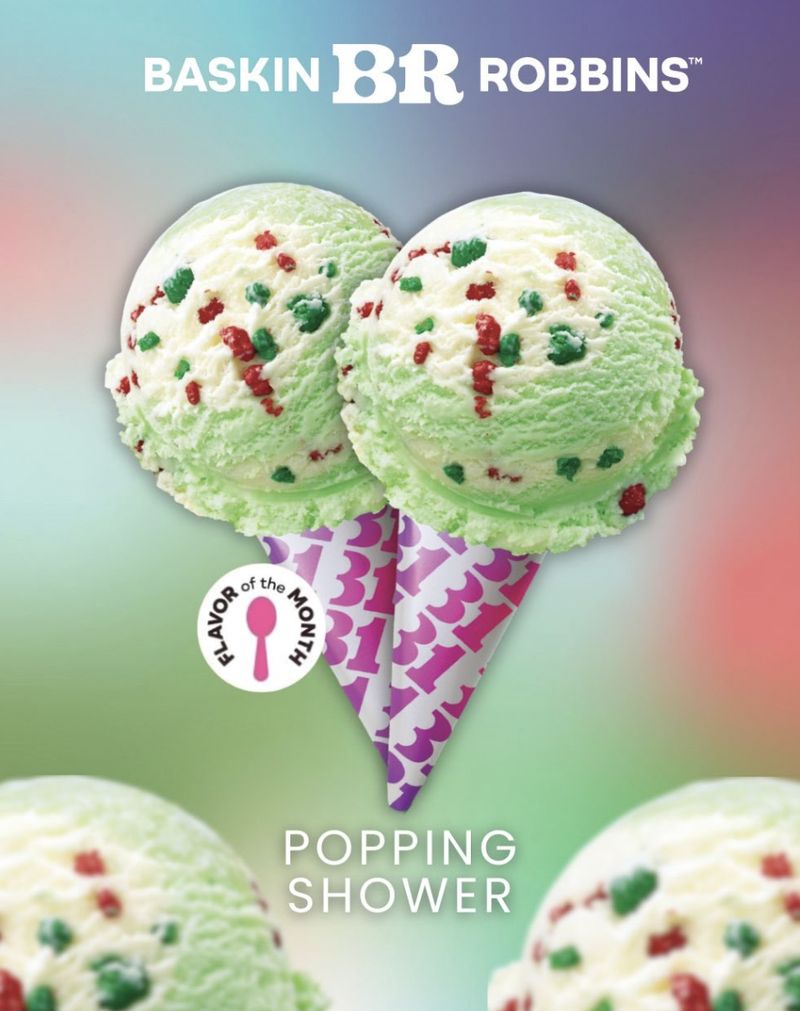 Popping Shower, es krim Flavor of the Month Baskin Robbins.