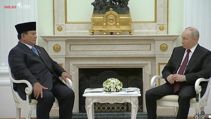 Presiden Prabowo Subianto bertemu Presiden Rusia Vladimir Putin di Istana Kremlin, Moskow. (YouTube Setpres RI)