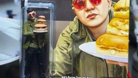 Kreator wanita bernama Wulansari yang punya akun Instagram @wulansarijude dengan 11 ribu pengikut itu membuat figurines Aldi Taher pegang burger yang bertingkat 3. Ini penampakannya. (Foto: dok Instagram wulansarijude)